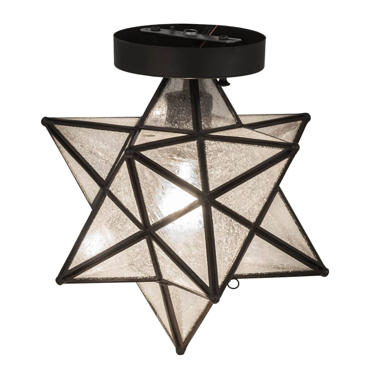 Top view of the Moravian Star Flushmount, showing exposed wiring and hardware.