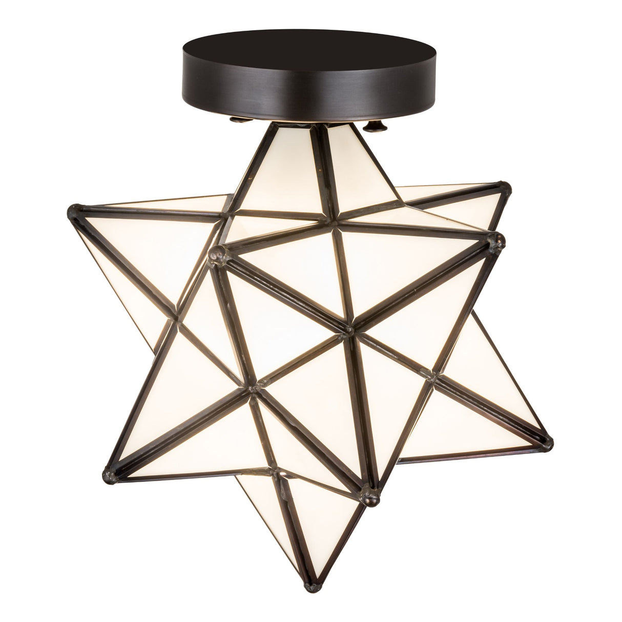 Top view of the Moravian Star Flushmount, highlighting its secure and durable mounting plate.