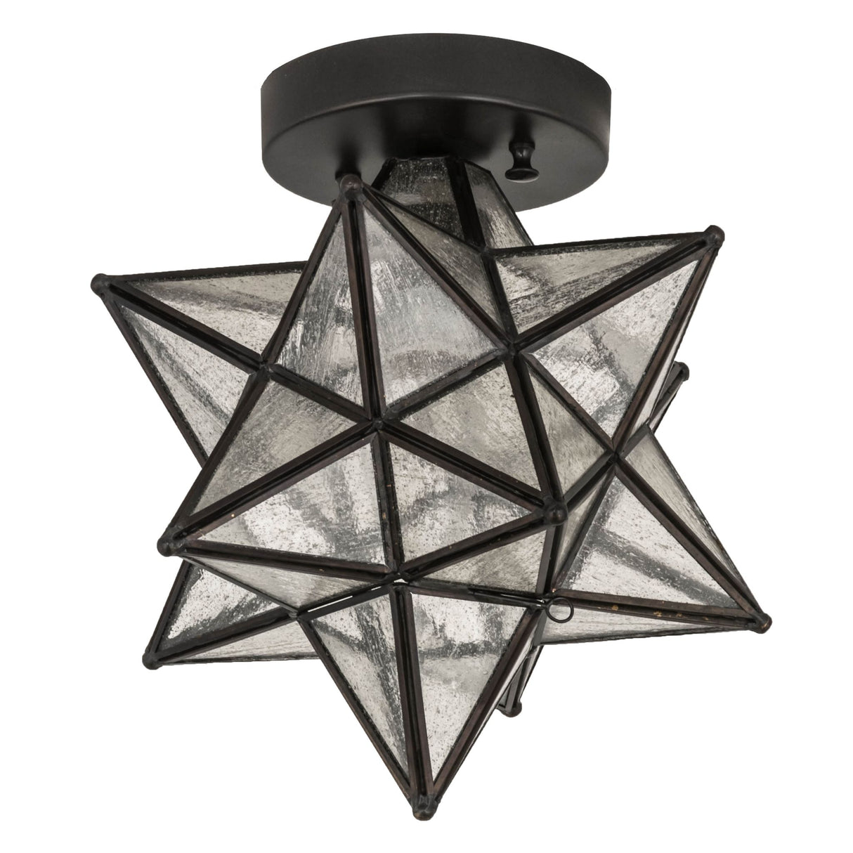 Unlit view of the Moravian Star Flushmount, showcasing its geometric design.