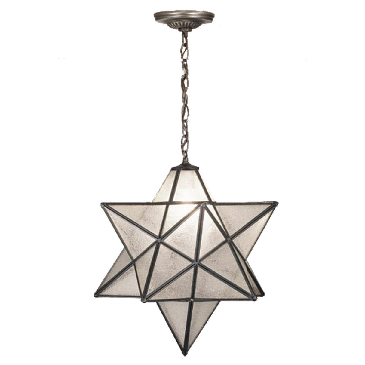 Moravian Star pendant with elegant, clear seedy glass.