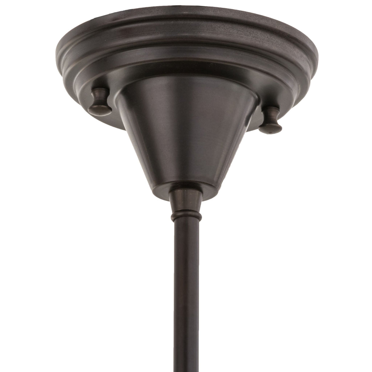 Closeup of pendant canopy with Craftsman Brown finish.