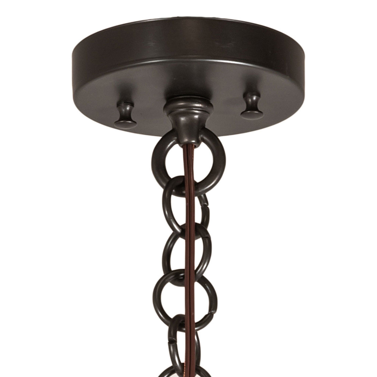 Chain and canopy detail of the Moravian Star pendant with Craftsman Brown finish.