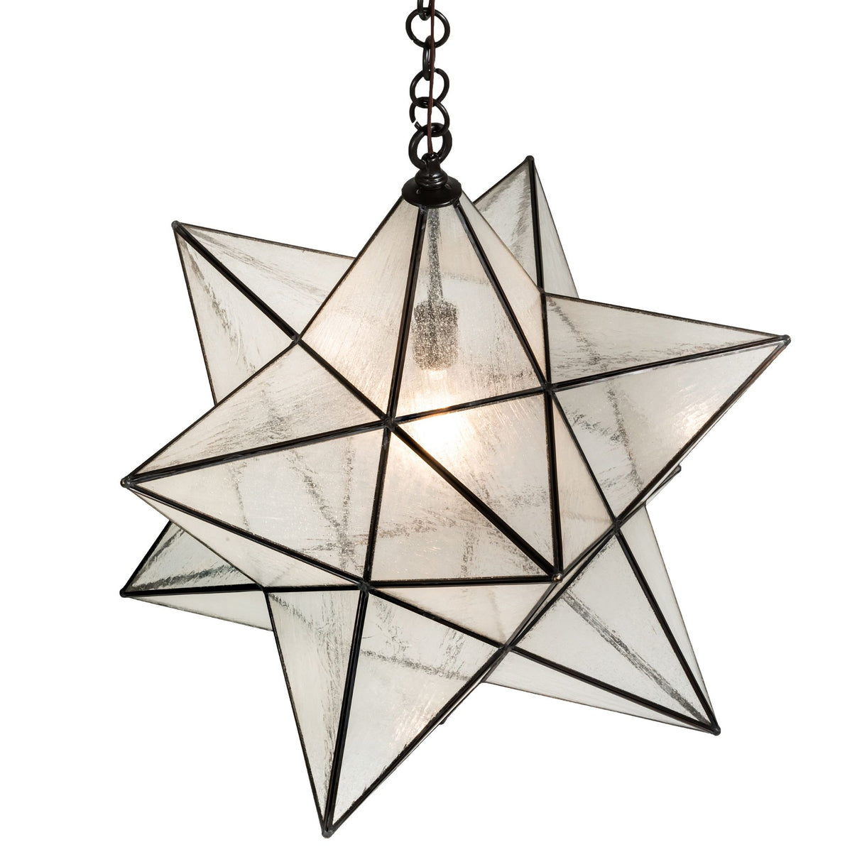 Side view of the 24" Moravian Star pendant highlighting geometric design.