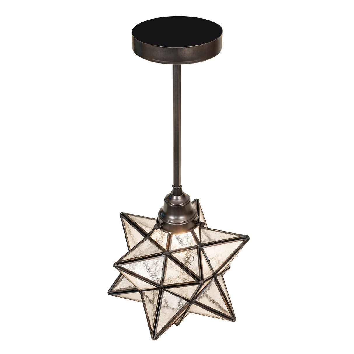 Top view of the Moravian Star Pendant, displaying its elegant metal framework.
