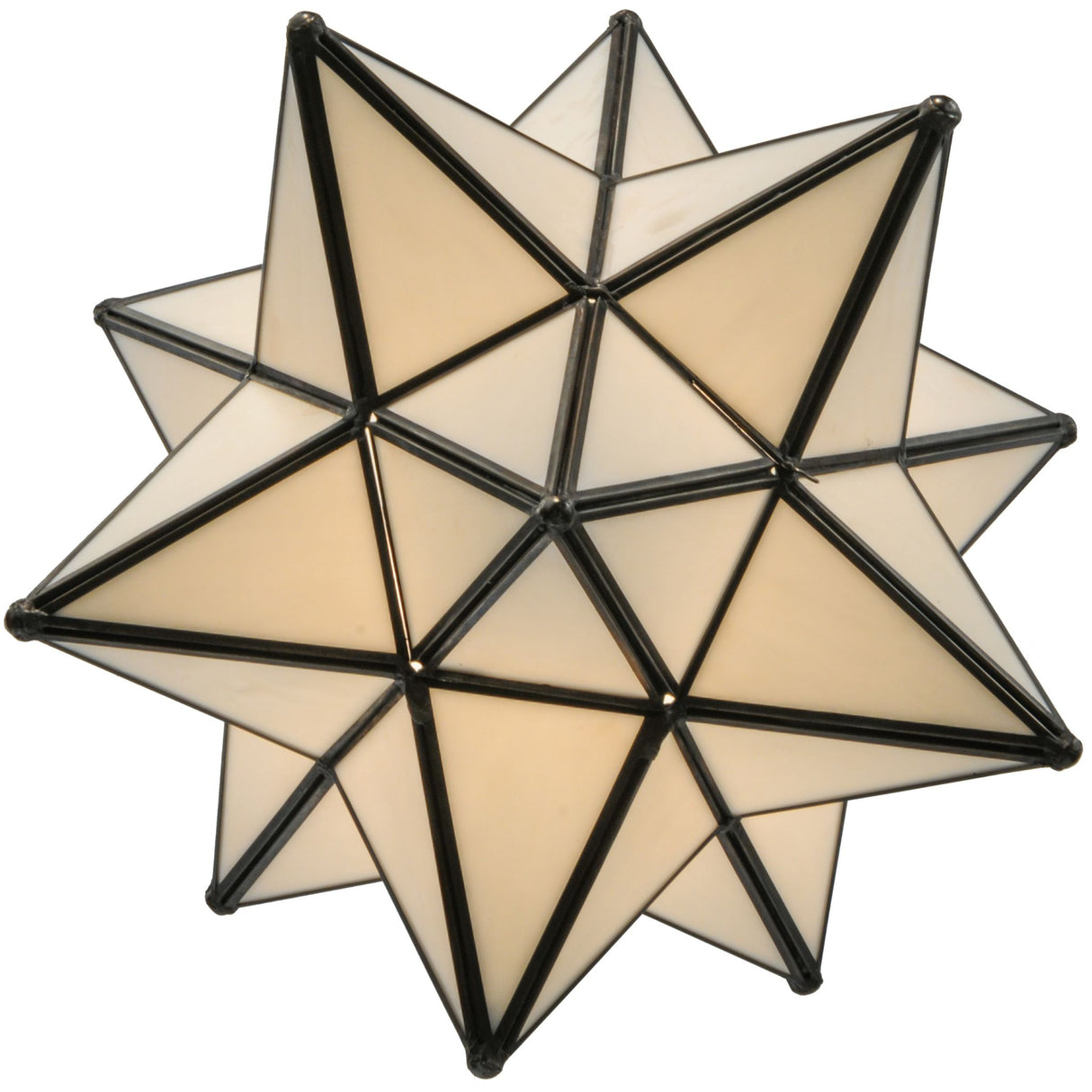 Bottom view of the Moravian Star White Flushmount, showcasing the symmetrical star pattern.