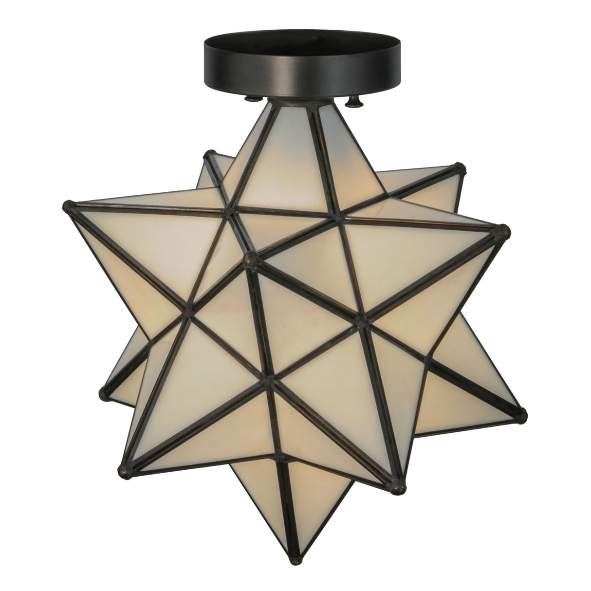 Top-down view of the Moravian Star White Flushmount, displaying its ceiling mount and structure.