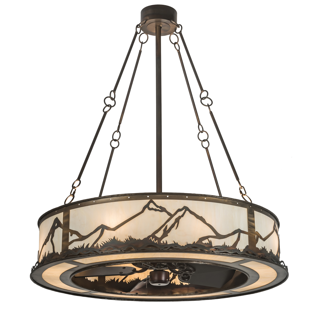 Lit angled view of 44" Wide Mountain Range Chandel-Air.