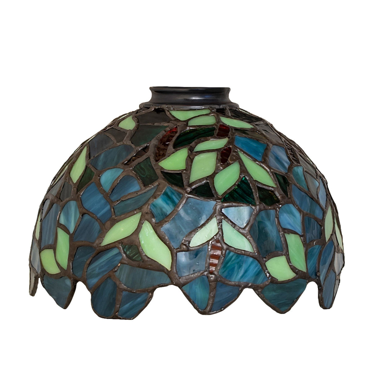 Unlit view of the Nightfall Wisteria shade showcasing its natural stained glass beauty.