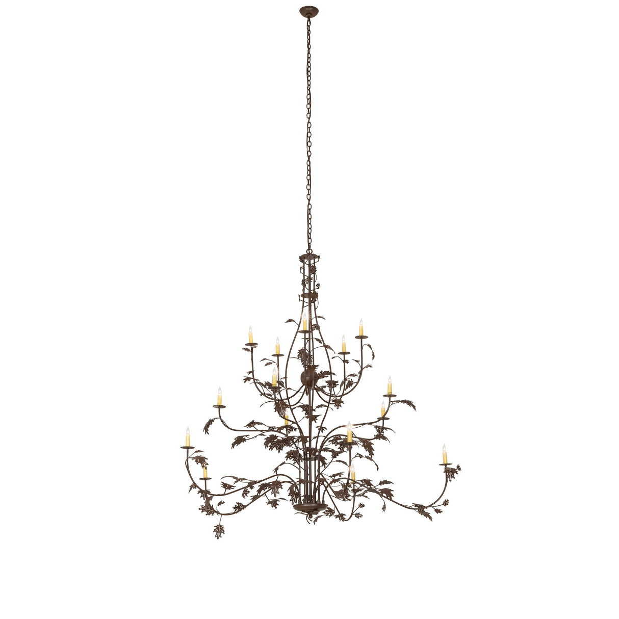 Full-length product view showing the entire chandelier suspended from its chain.