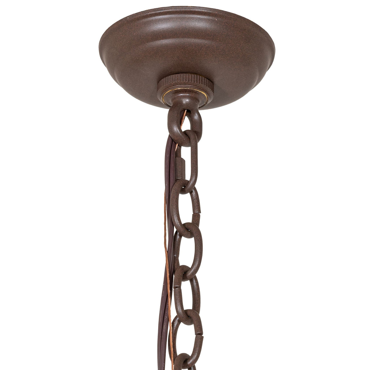 Close-up of the chain and upper mounting detail of chandelier.