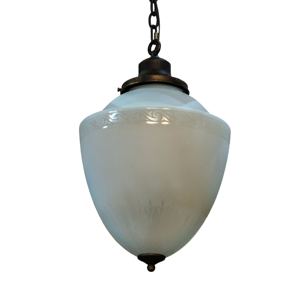Unlit view of Ovum Aquinum pendant lighting.