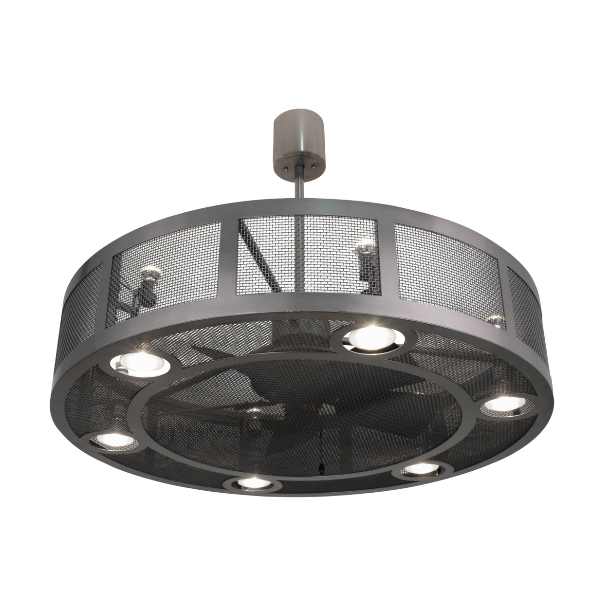 Bottom angled view of Paloma Golpe Chandel-Air with illuminated downlights.