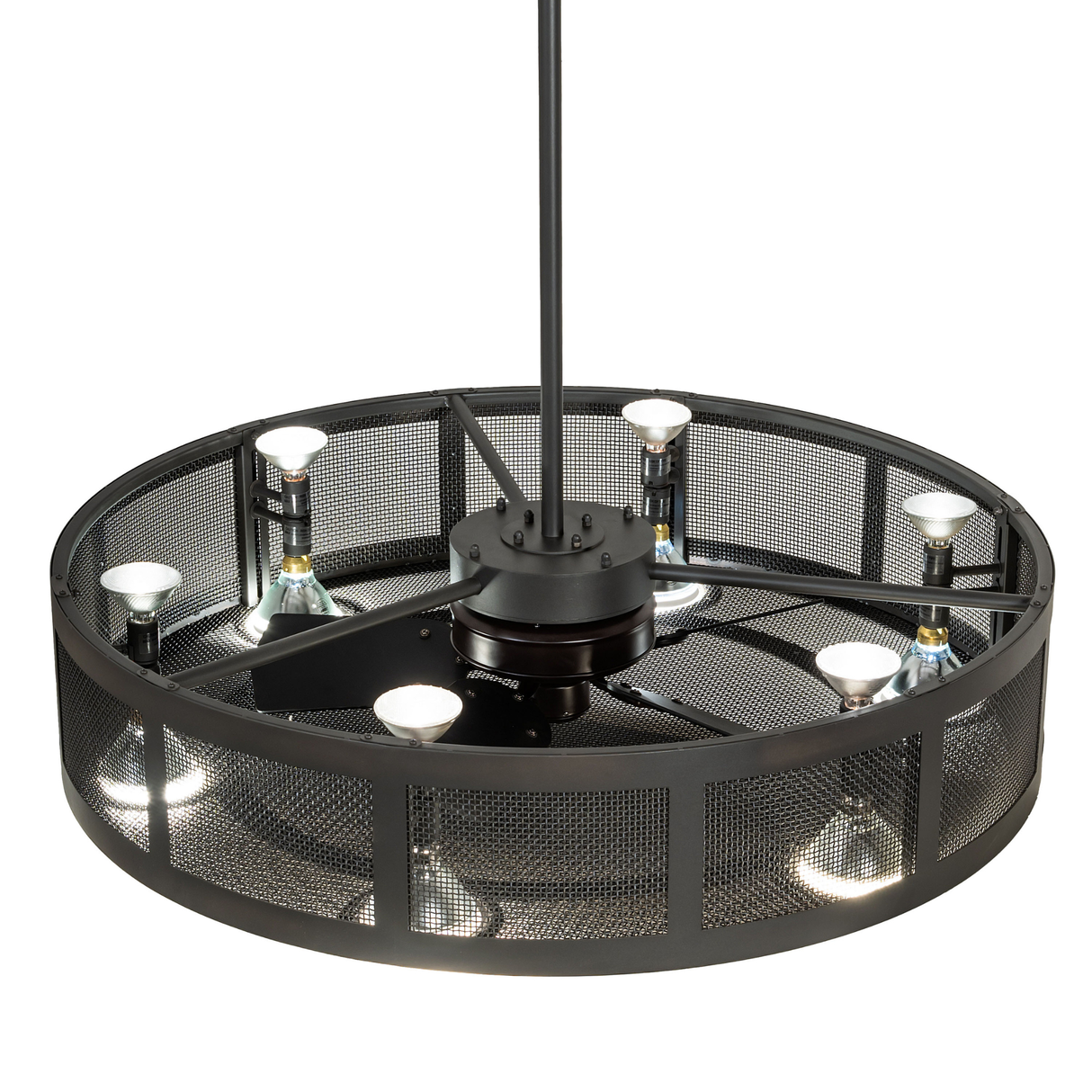 Top view highlighting internal bulbs and fan hub.