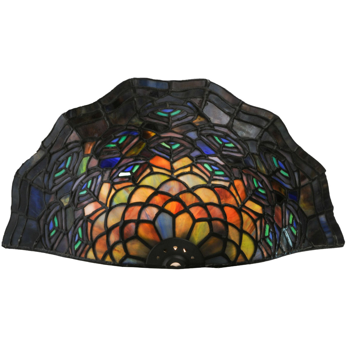 Dimensional view of Peacock Feather Wall Sconce highlighting its vibrant textures.