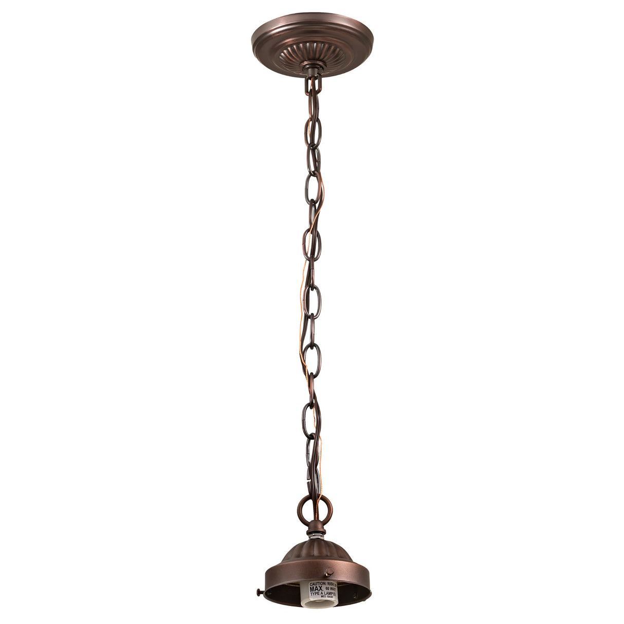 Mahogany Bronze pendant hardware with adjustable chain and classic vintage-inspired design.