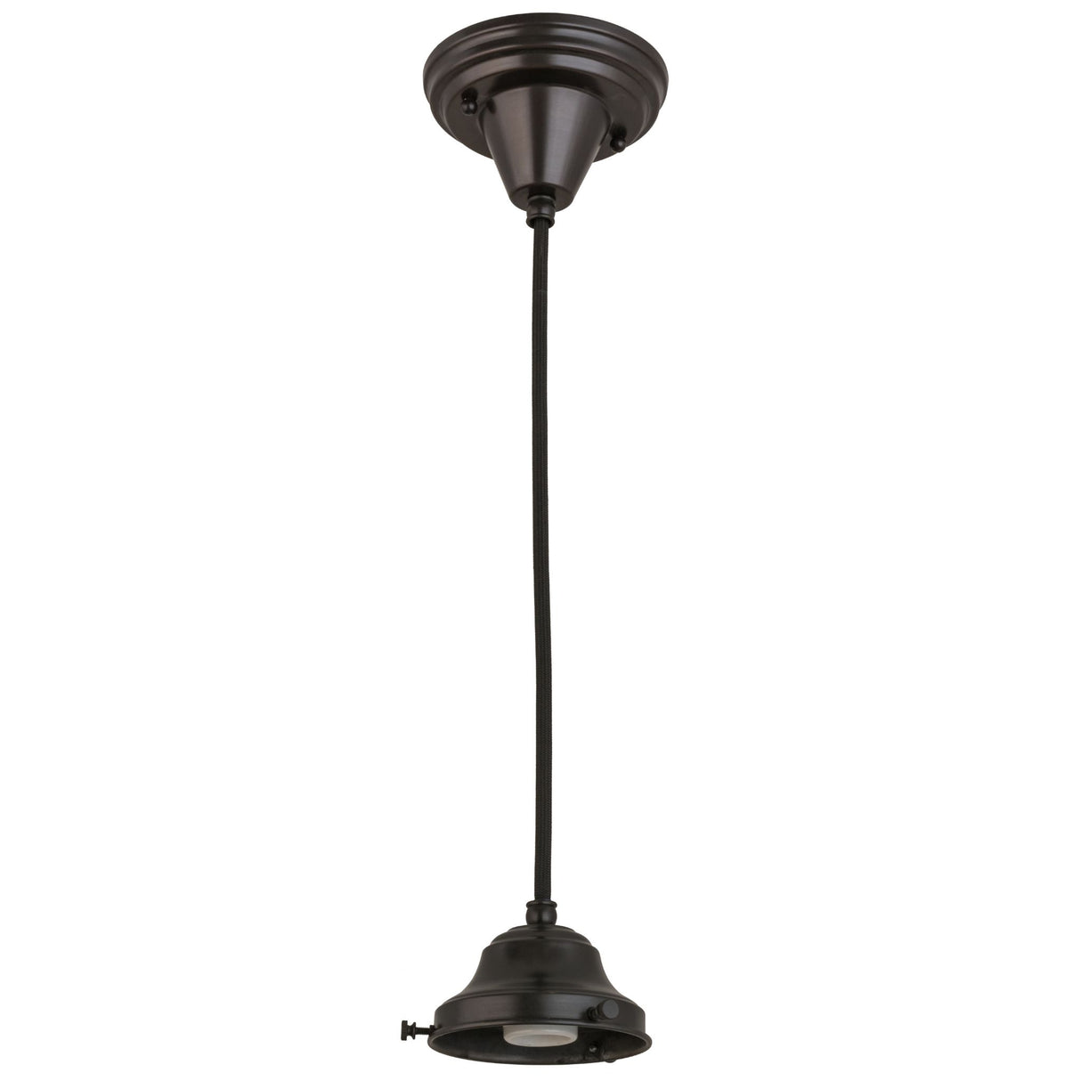Full view of Craftsman Brown 5" pendant hardware with adjustable cord.