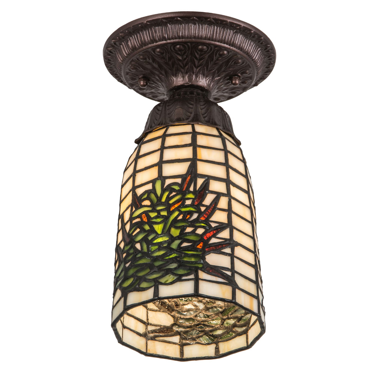 Angled view highlighting the intricate stained glass.