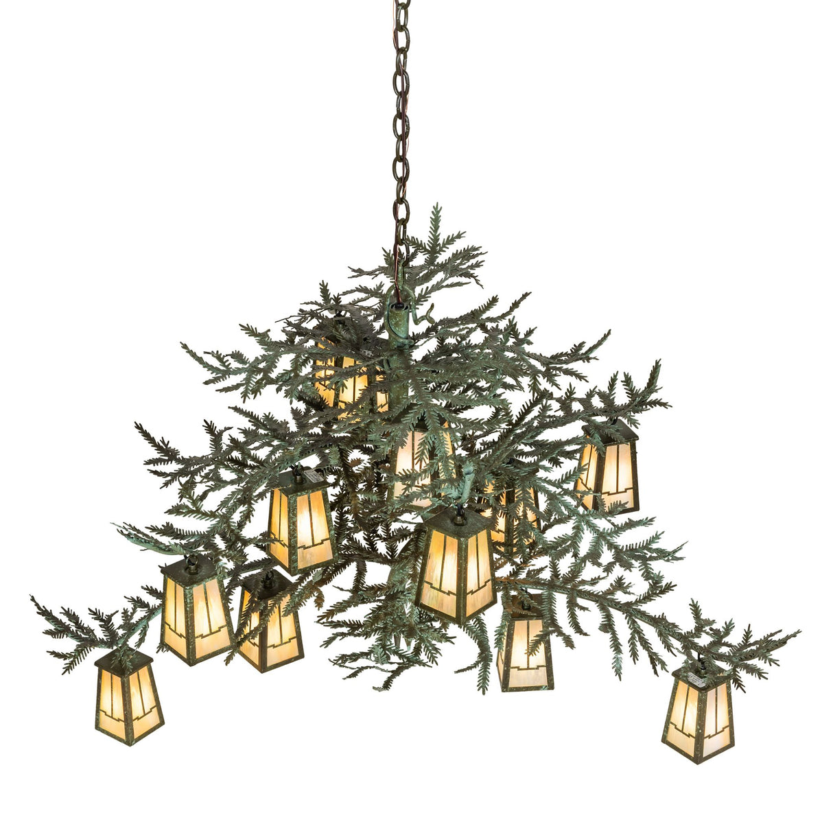 Top angled view highlighting branch structure and lantern distribution.