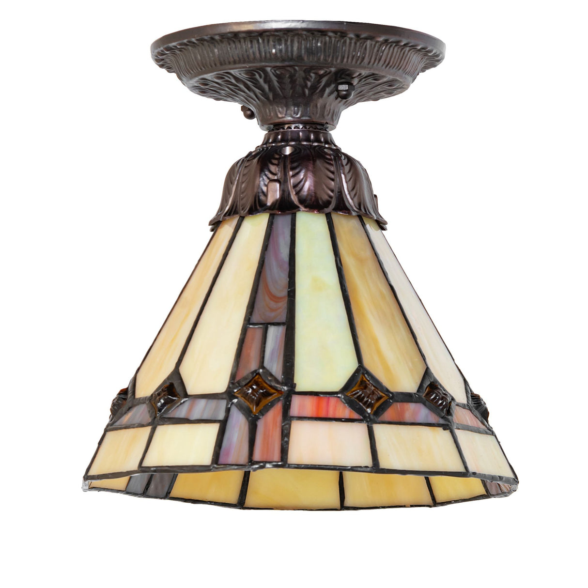 pinecone flushmount with lights off, highlighting intricate pinecone details.