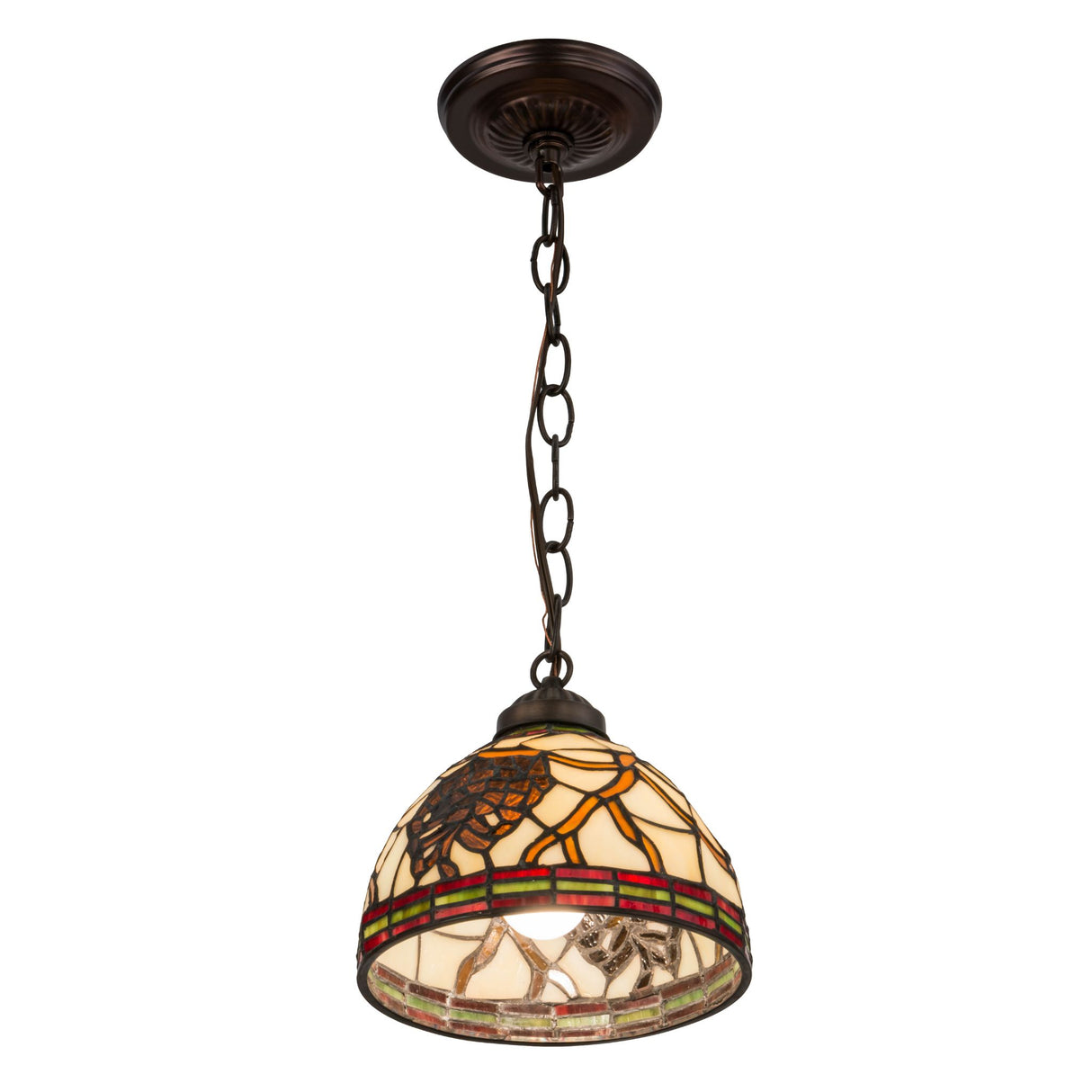 Angled view of pinecone mini pendant shade.