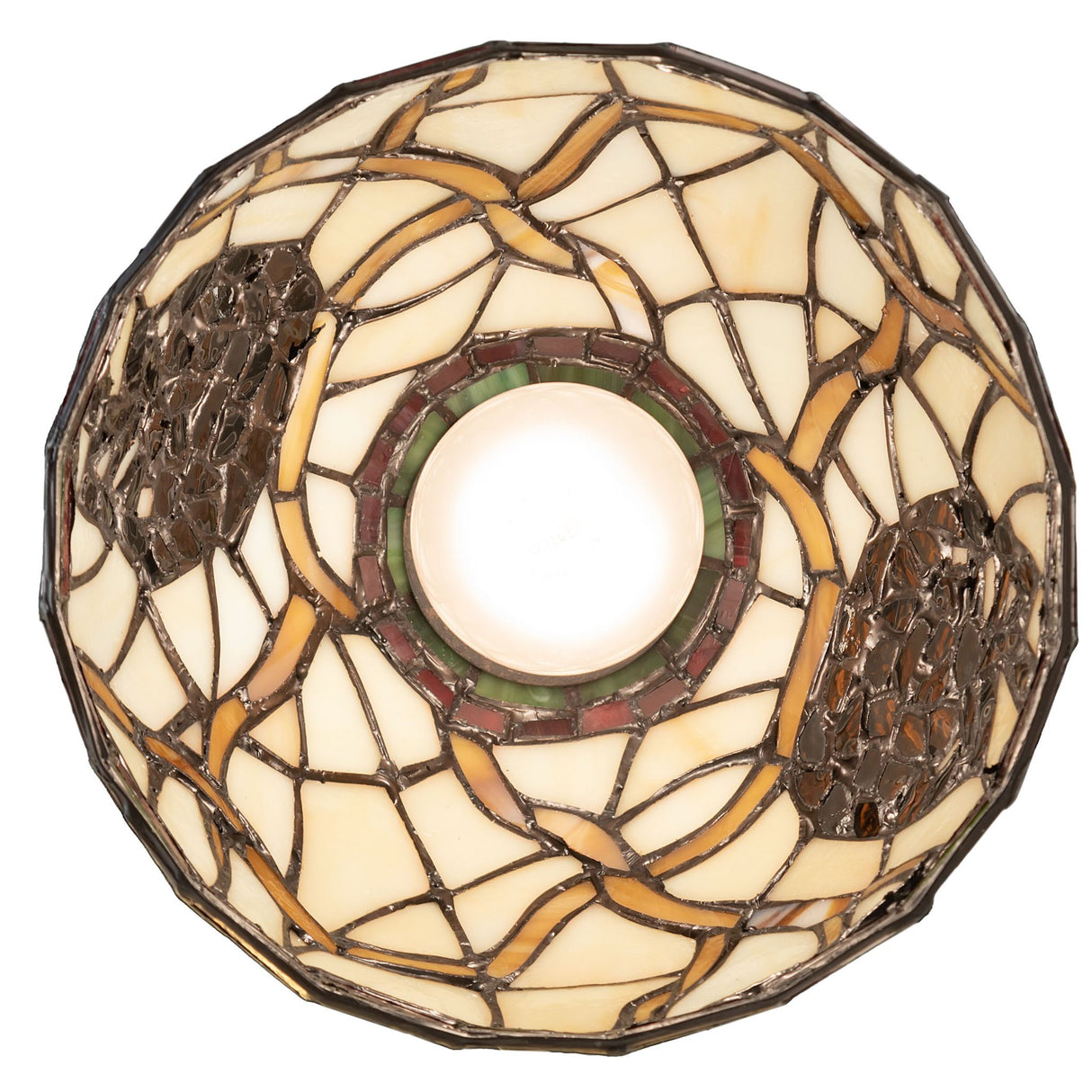 Bottom view of Pinecone Mini Pendant with intricate stained glass pattern.