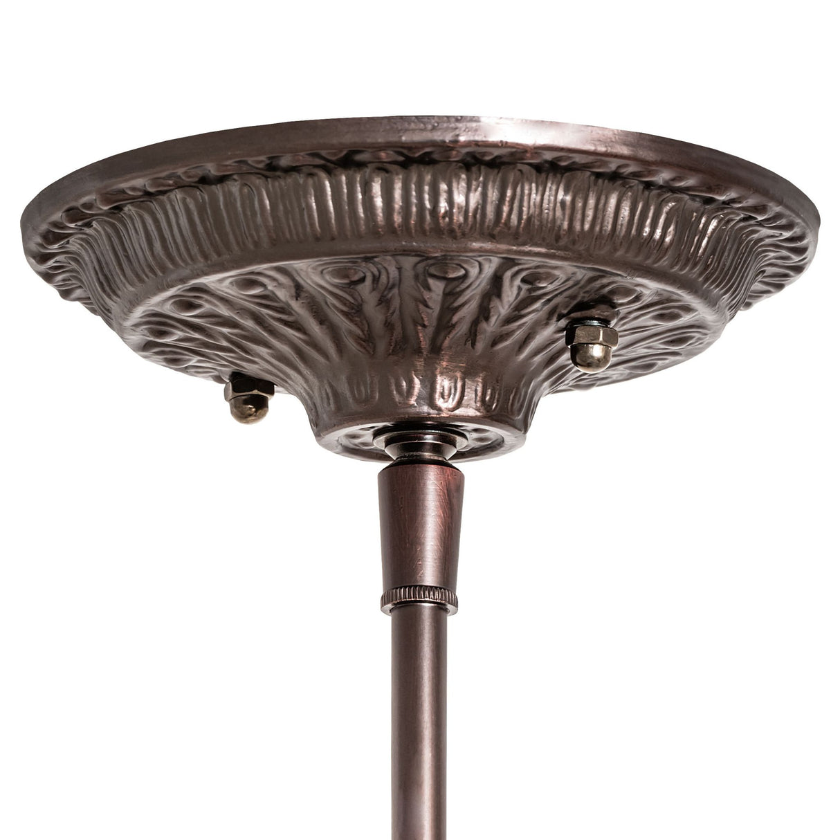 Ceiling mount of pinecone mini pendant with decorative bronze finish.