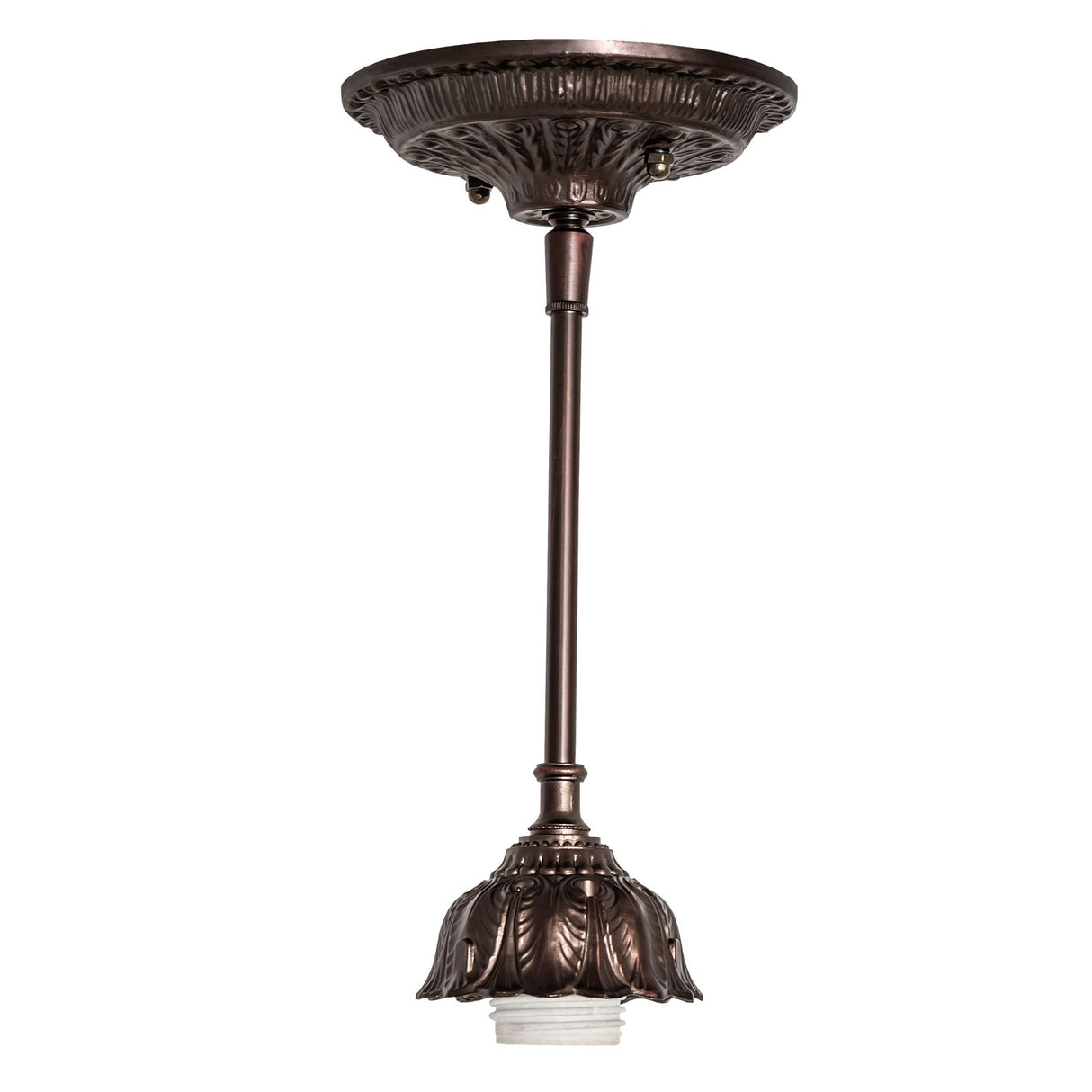 Detailed view of Pinecone pendant’s handcrafted metal frame.