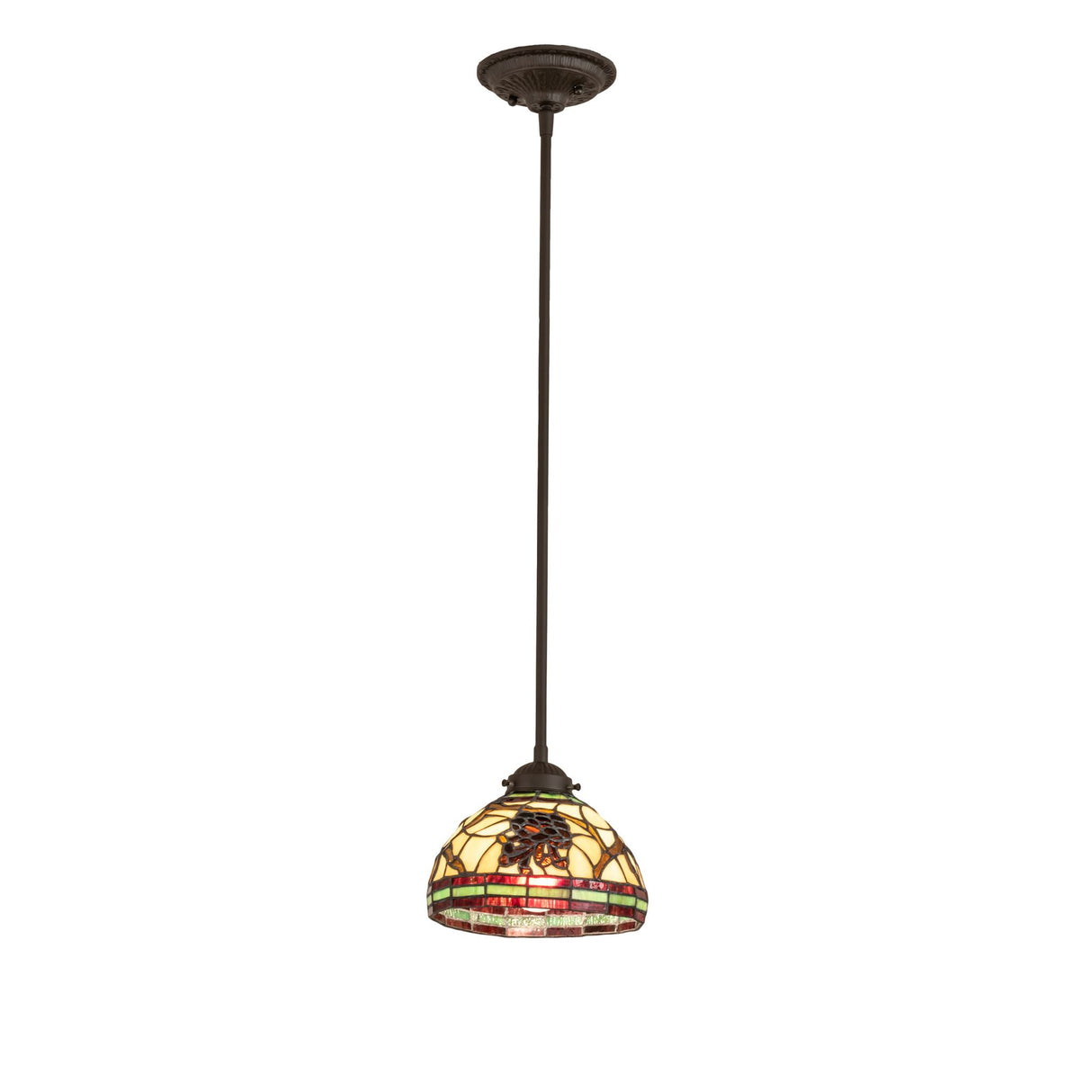 full view of pinecone mini pendant showcasing its natural elegance and art glass design.