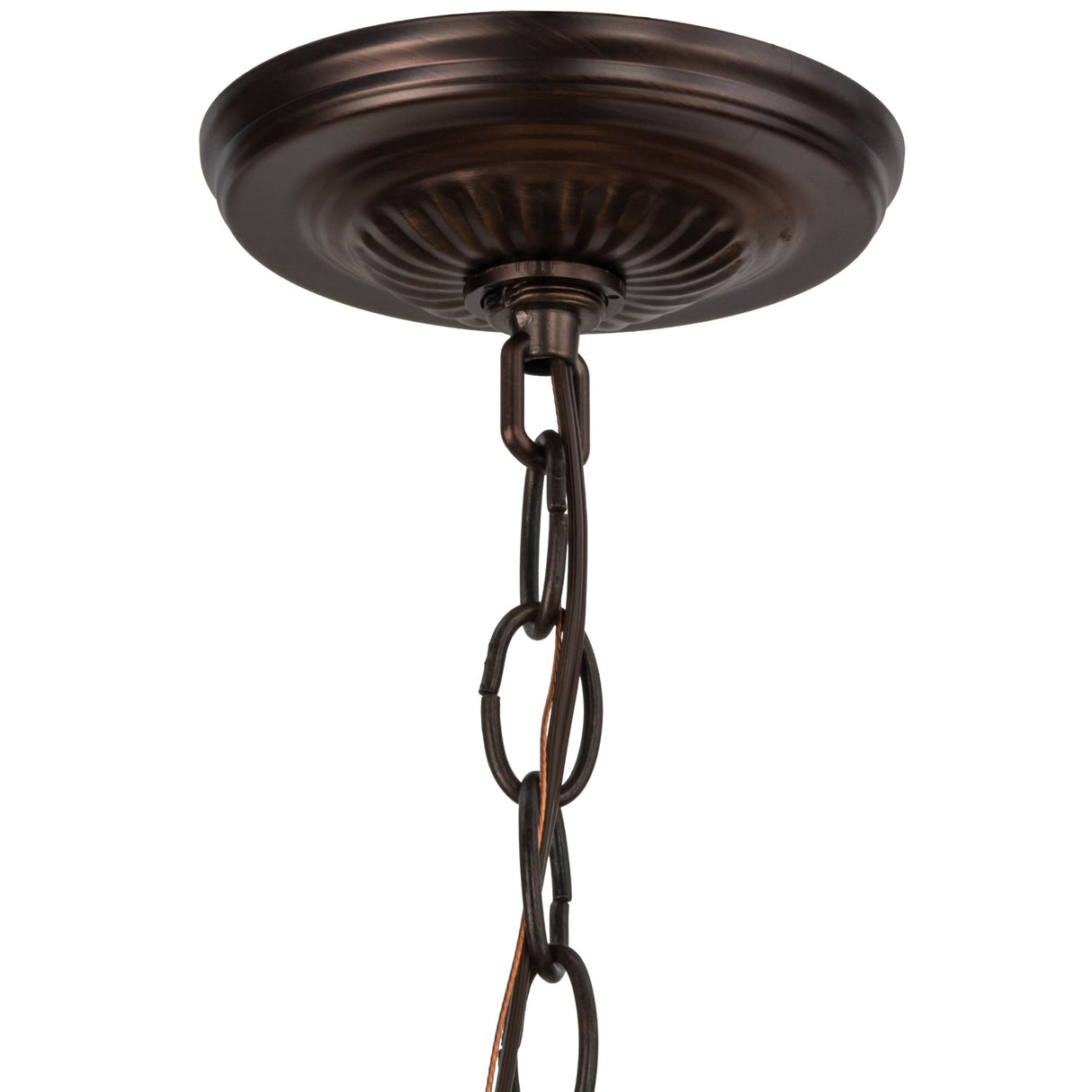 Pinecone mini-Pendant ceiling mount and chain detail.