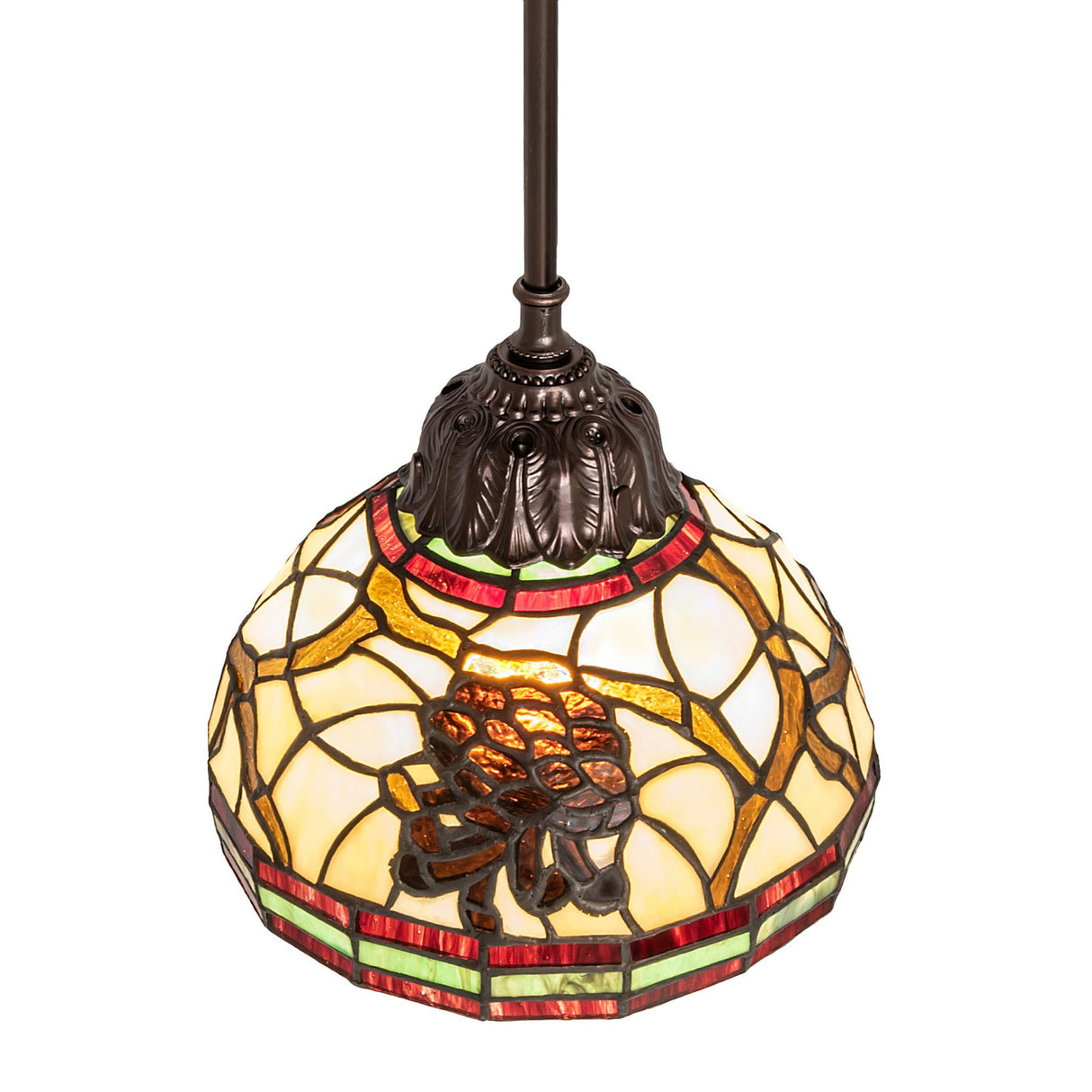 Top view of pinecone mini pendant's top fixture with a dark bronze finish.