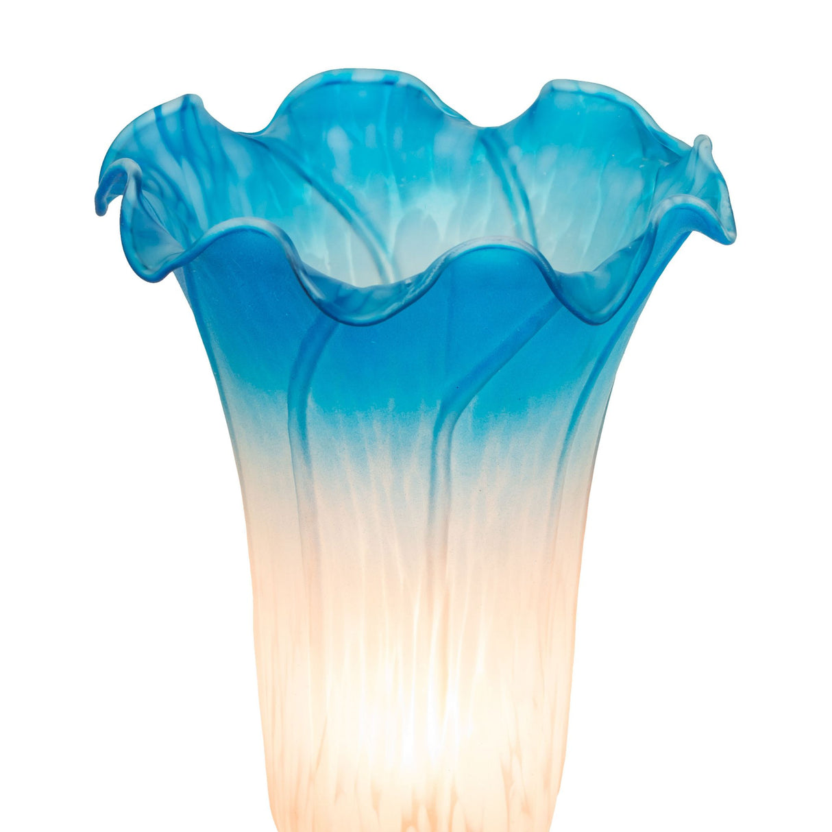 Close-up of the pink and blue lamp shade with gradient colors.