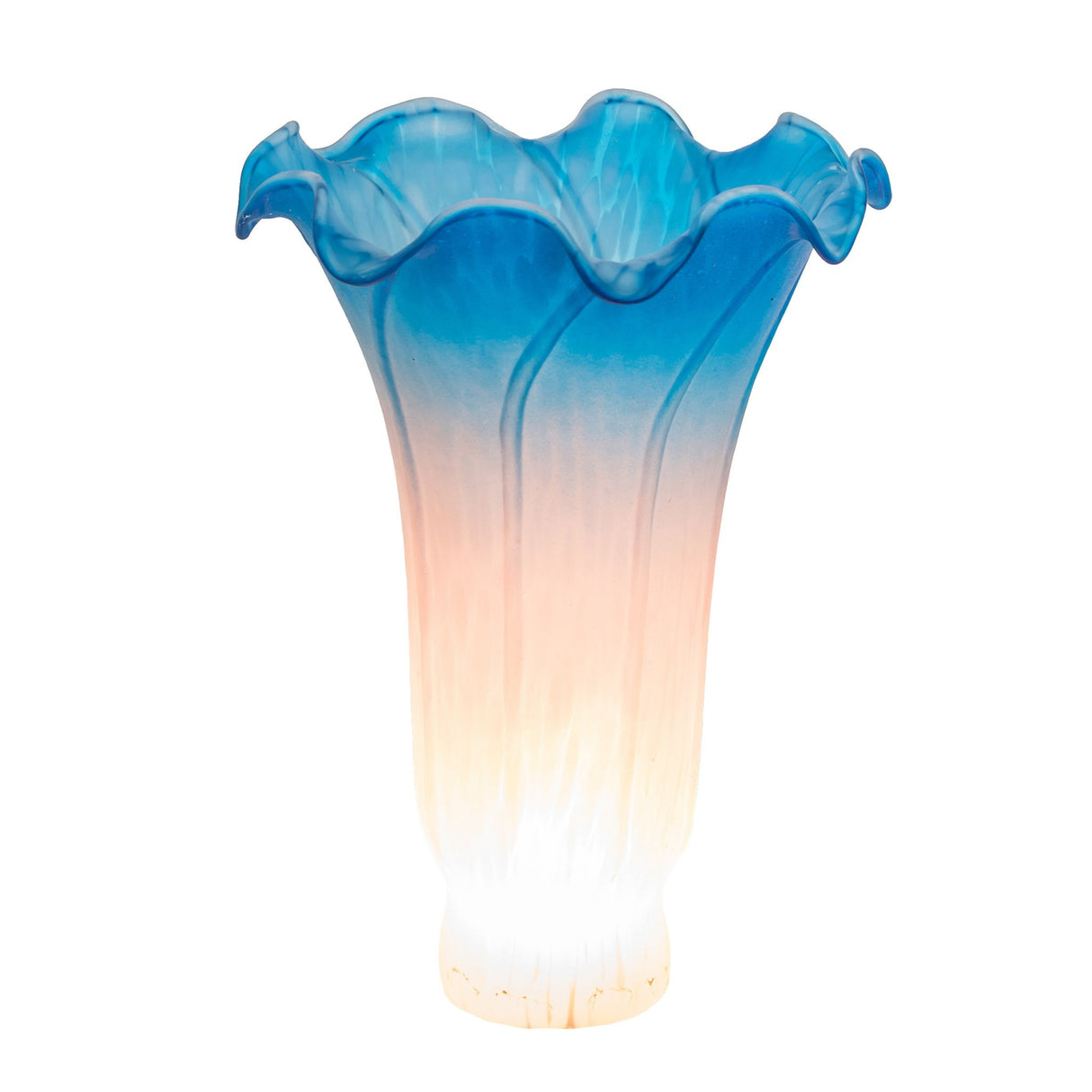 Illuminated Pink and Blue Pond Lily shade showcasing its glowing gradient tones.