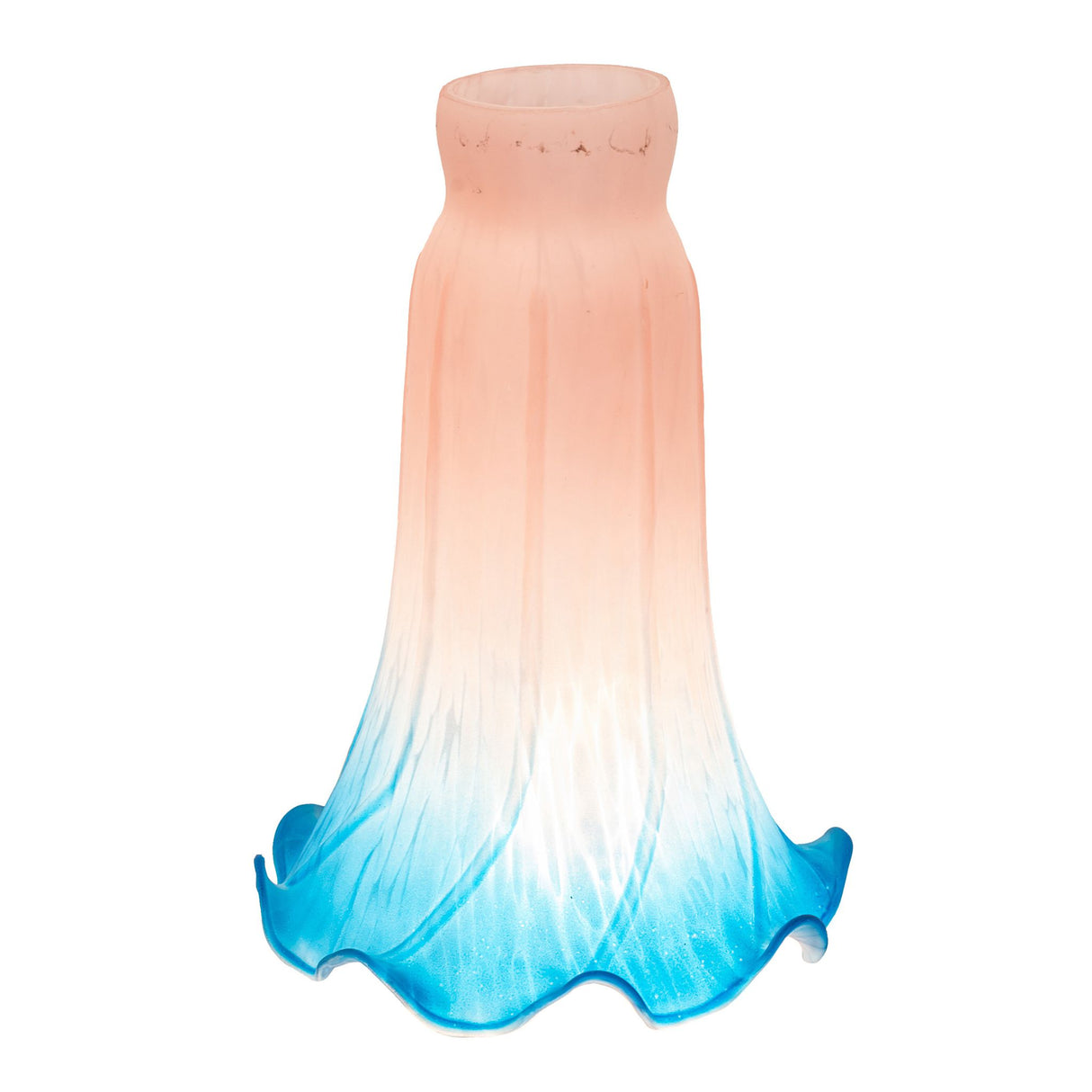 Top-down view of the Pink and Blue Pond Lily shade showcasing its elegant ruffled design.