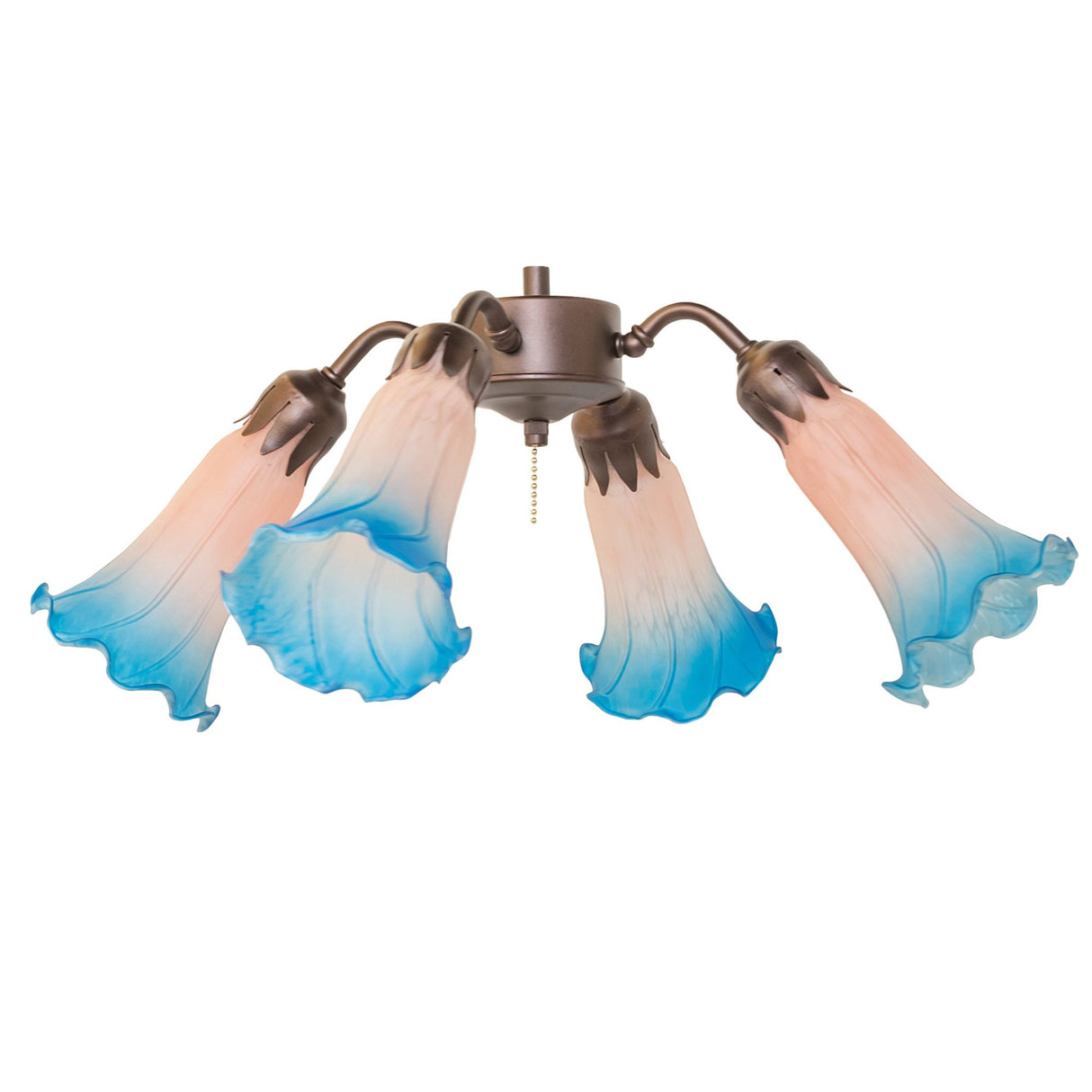 Tiffany pond lily fan light showing details when unlit.