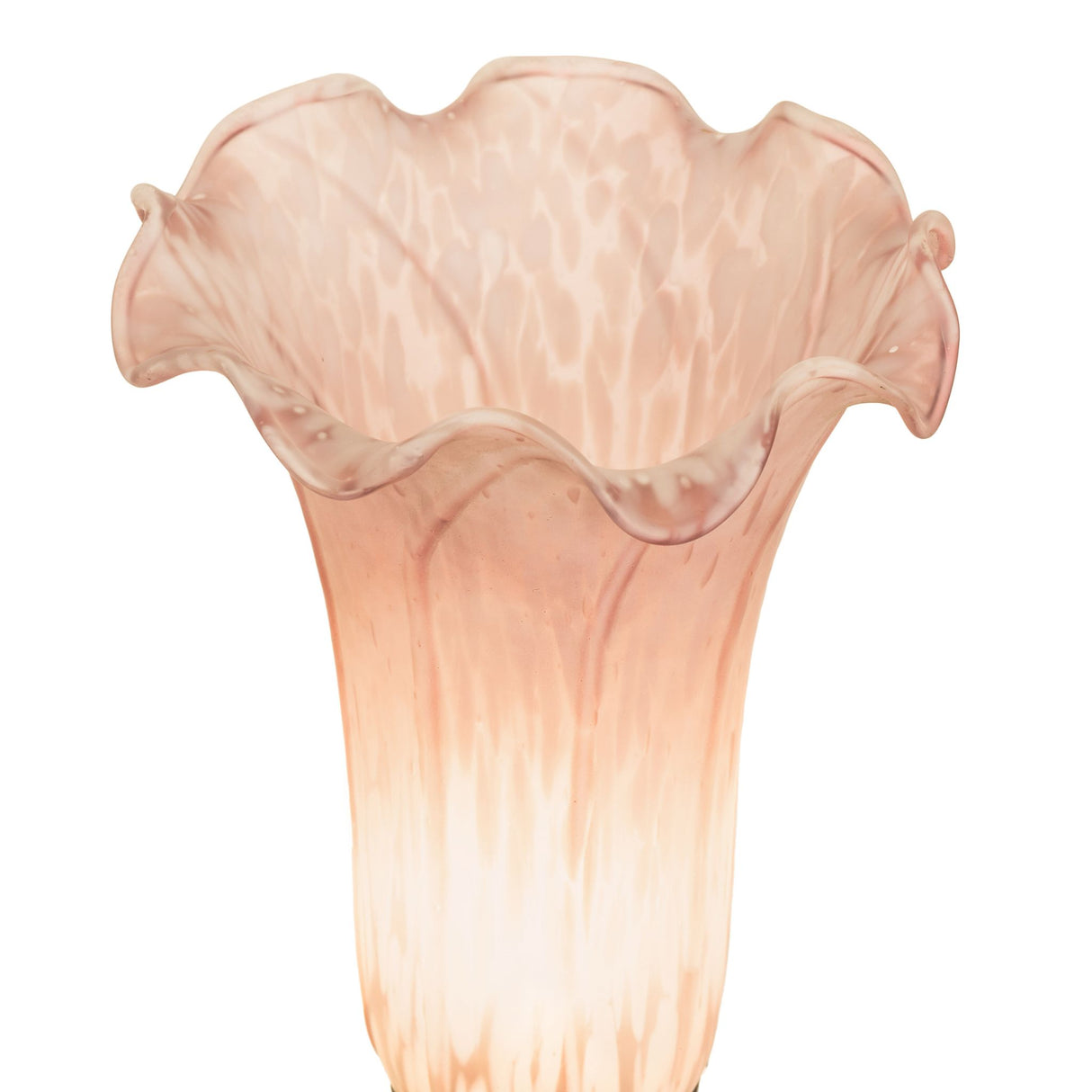 Close-up of the Pink Pond Lily Accent Lamp highlighting its finely mottled glass texture.