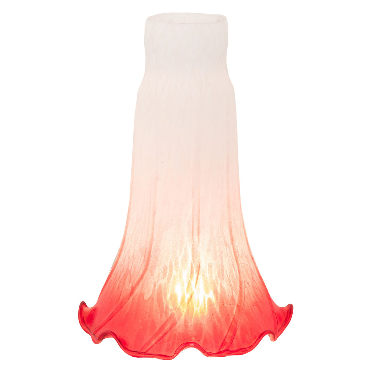 Side view of pink and white pond lily shade.