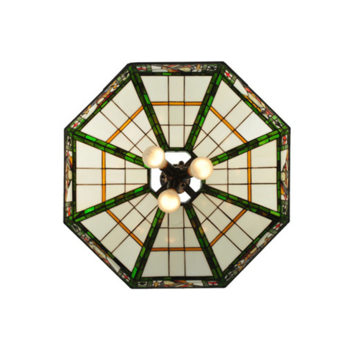 Underside view of Poker Face pendant showcasing stained glass patterns.