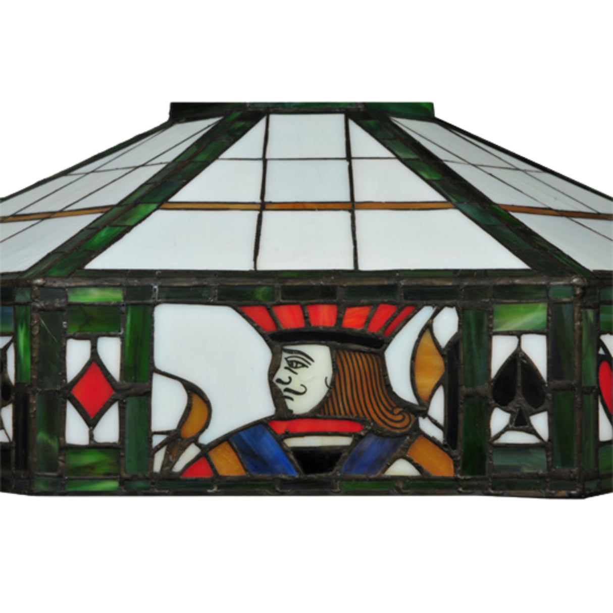 Jack design in vibrant stained glass on Poker Face pendant.