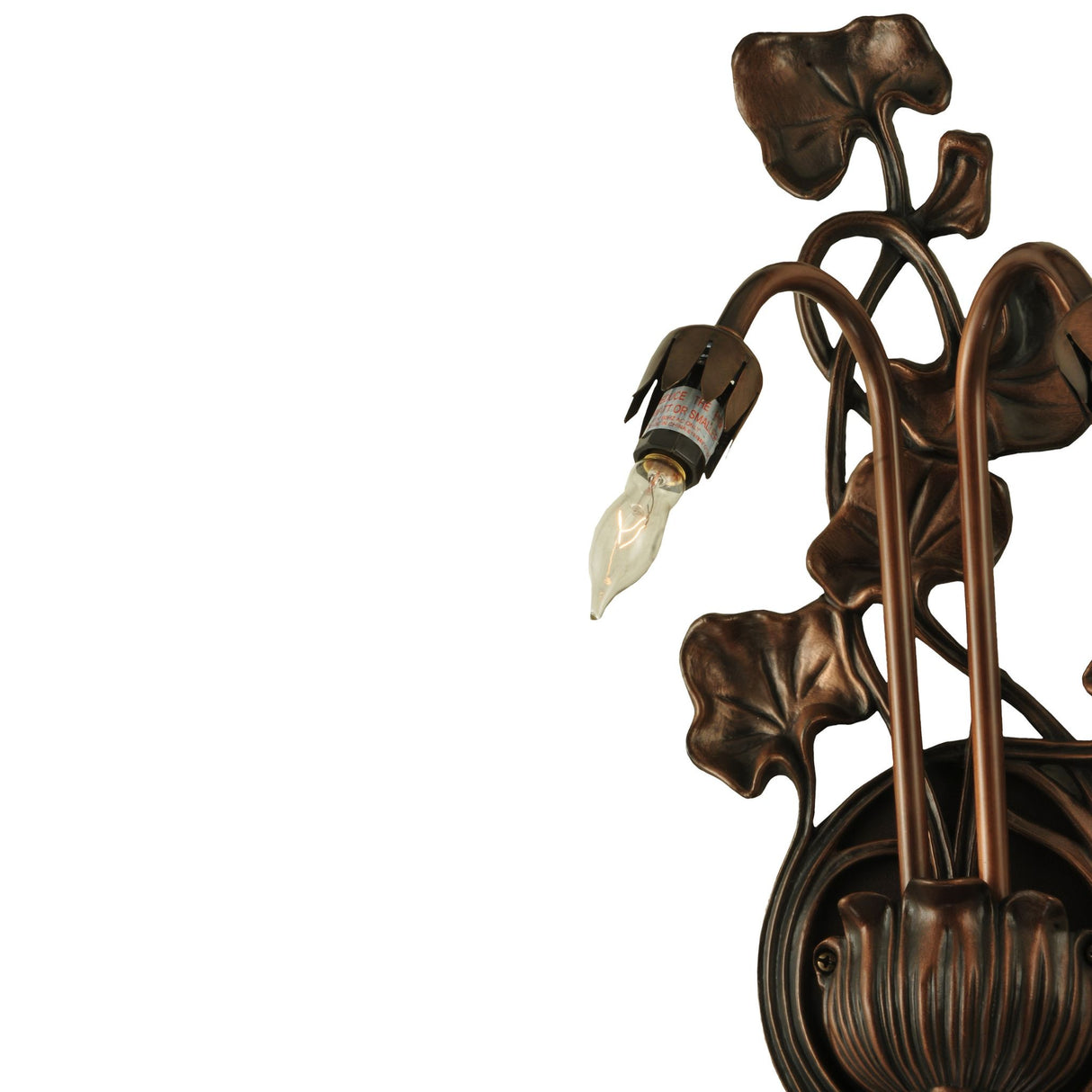 Side view of the Pond Lily 2-Light Wall Sconce showcasing its elegant curved arms and vintage design.