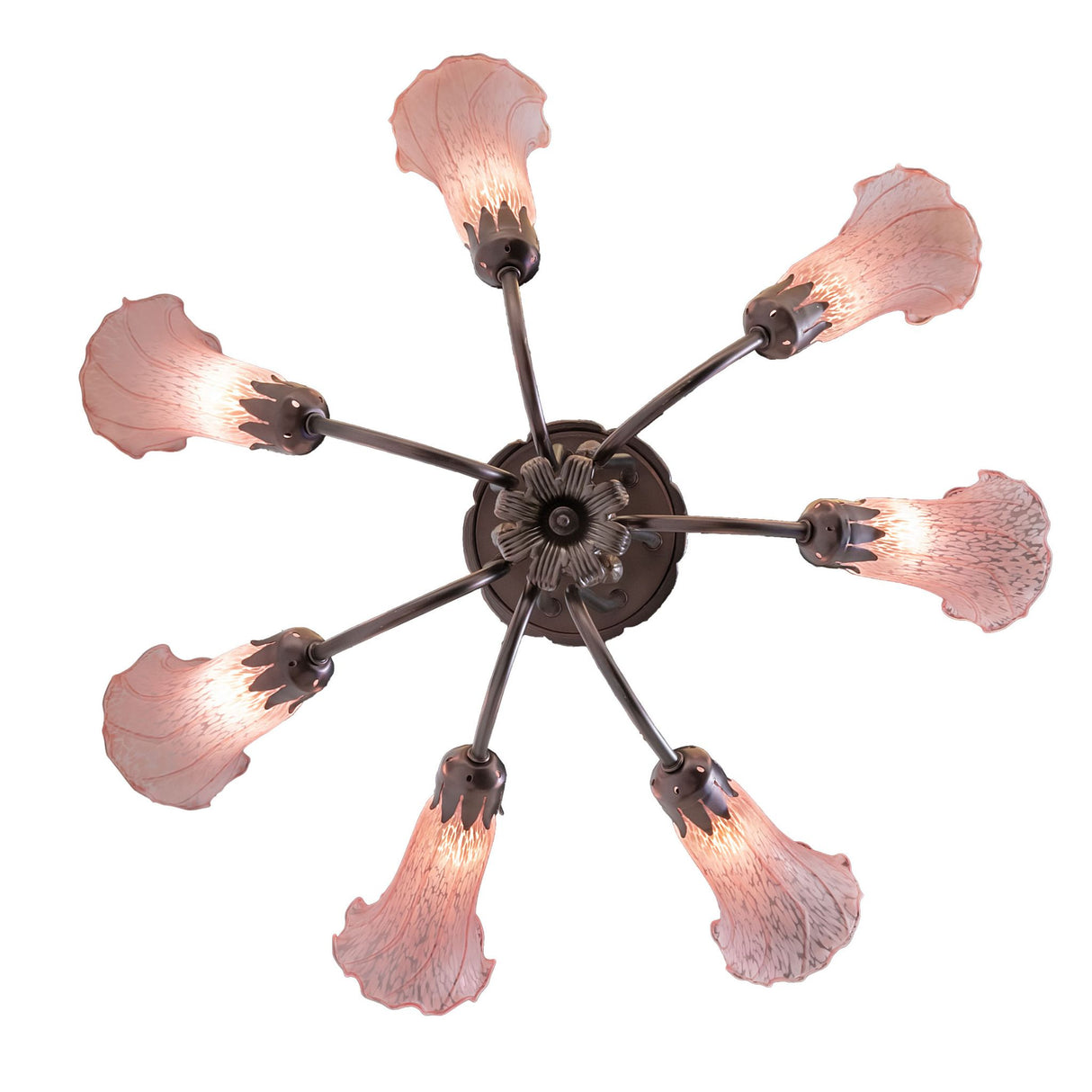 Bottom view of the Pond Lily Chandelier highlighting its symmetrical design.