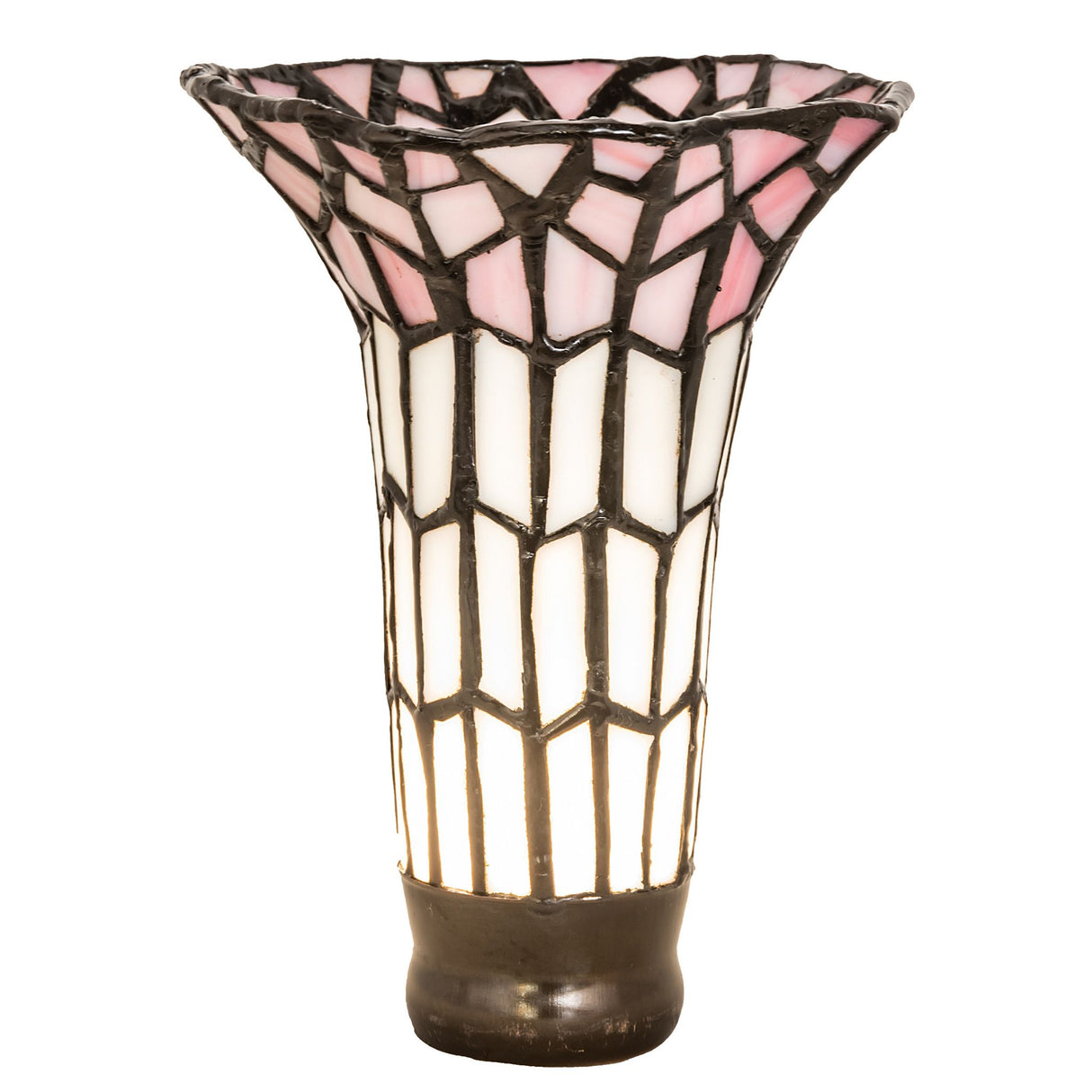 Pond Lily pink and white shade highlighting its handcrafted copperfoil design.