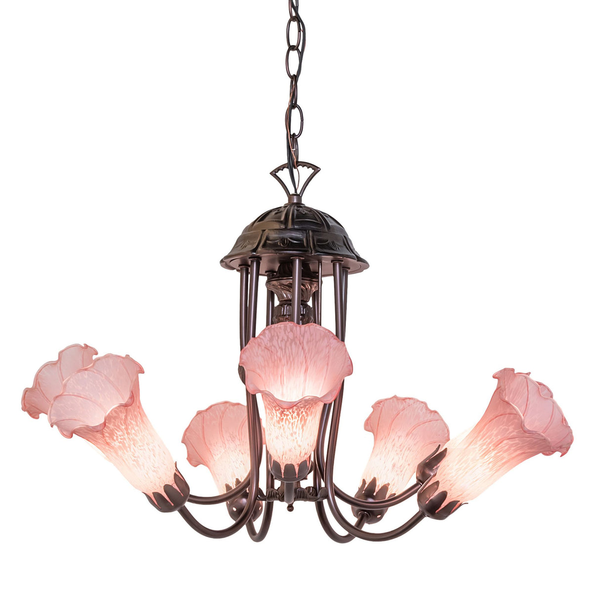 Pond Lily Pink chandelier showcasing its elegant design.