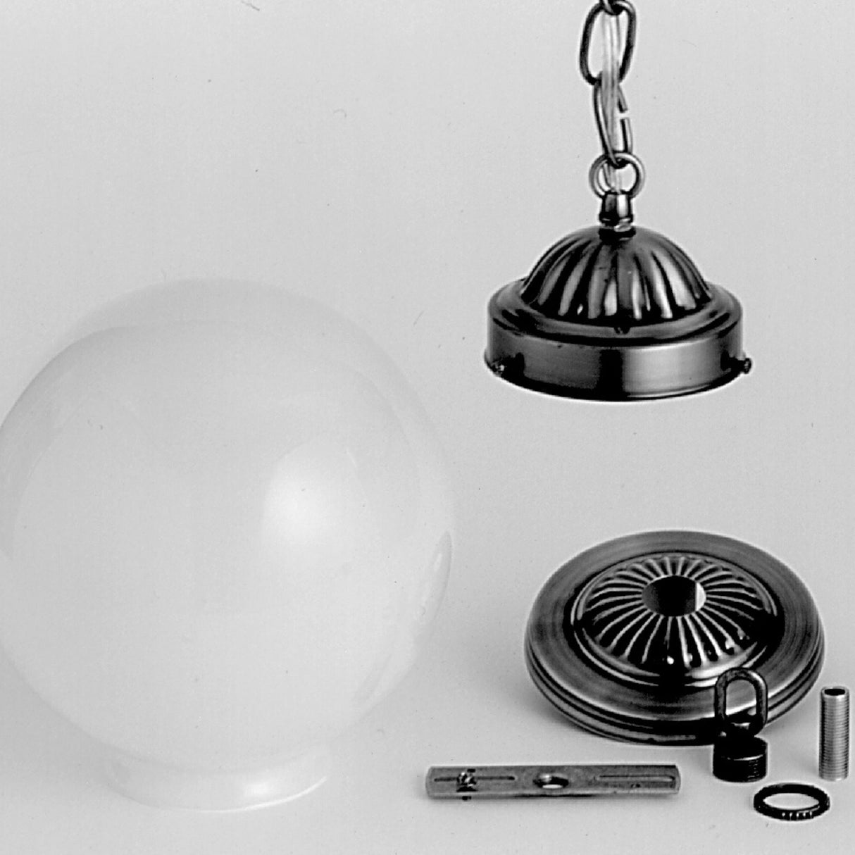 Porcelain Socket Pendant Hardware set with a mahogany bronze finish, canopy, and mounting accessories.