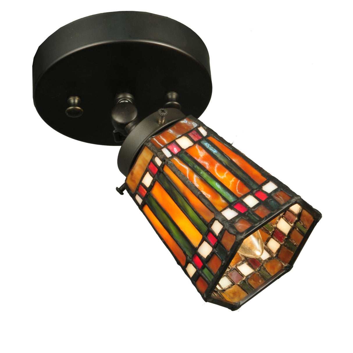 Bottom view of Prairie Corn flushmount emphasizing the glasswork details.