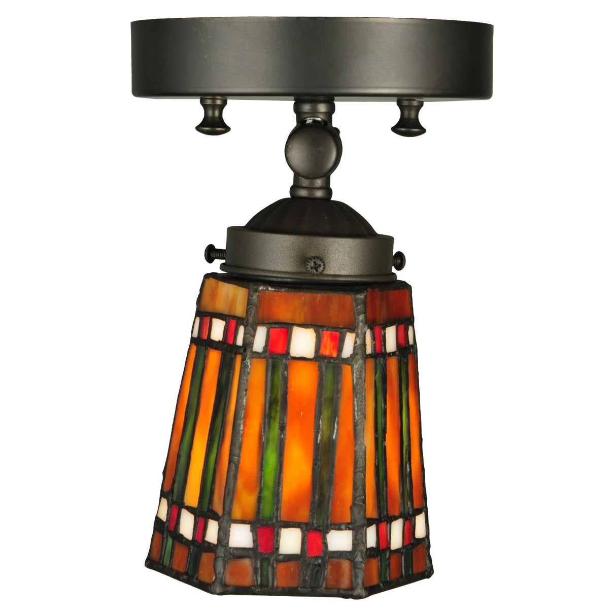 Close-up of Prairie Corn flushmount showcasing vibrant colors and intricate design.