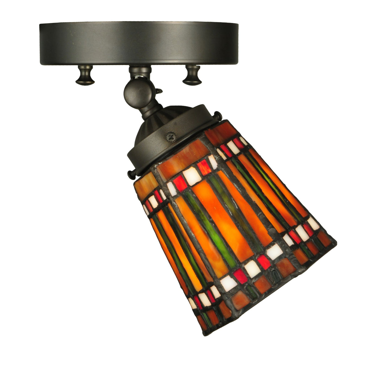 Side profile of Prairie Corn flushmount highlighting its elegant stained glass.
