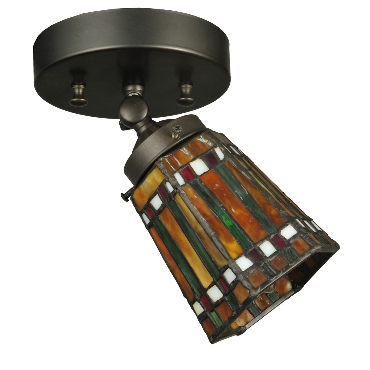Prairie Corn flushmount with geometric stained glass in an unlit state.