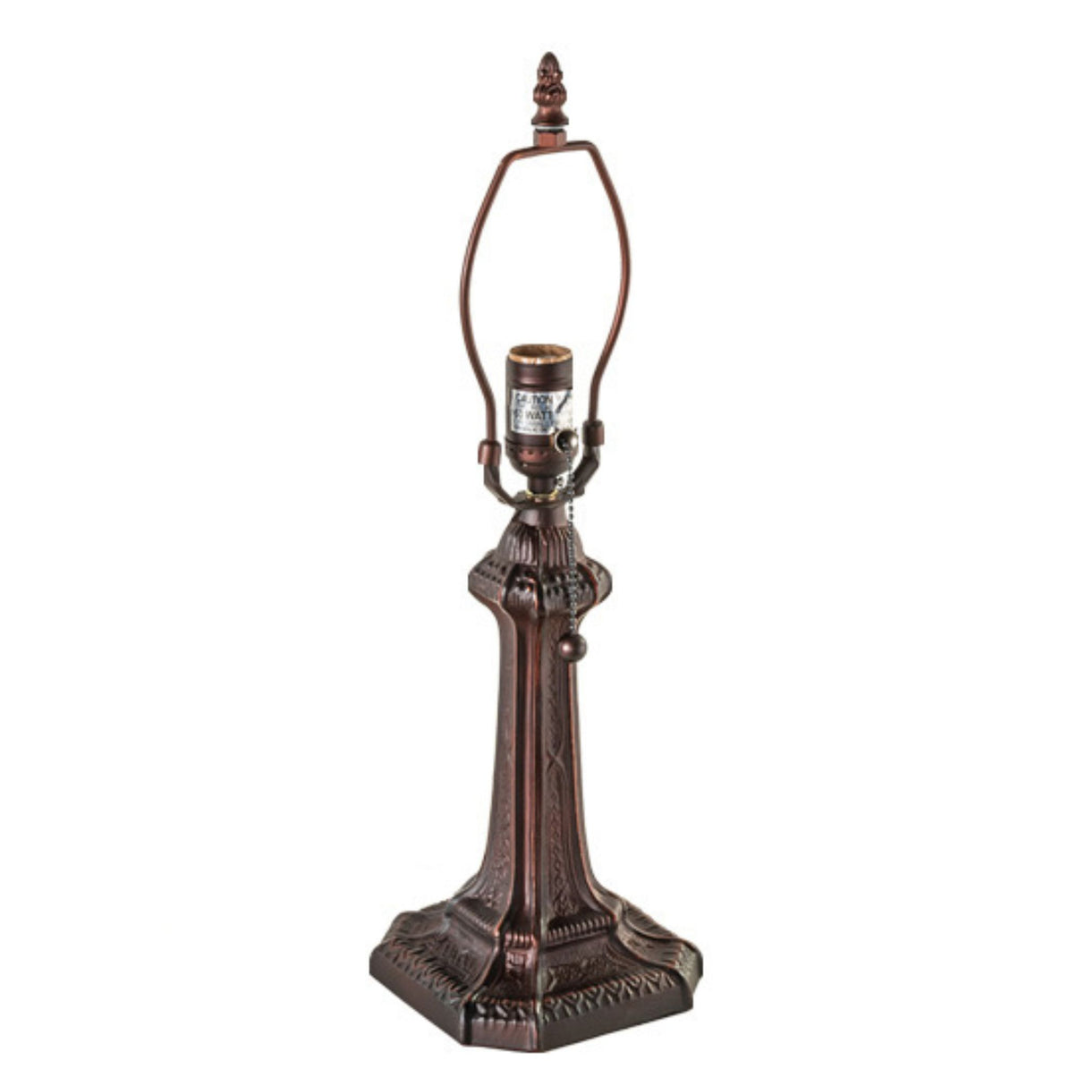 Detailed view of the Prairie Corn table lamp's intricately designed bronze base.