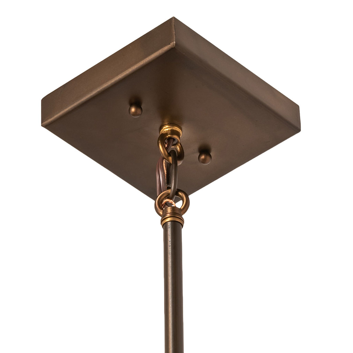 Hardware mount of Prairie Dragonfly Mini Pendant in antique copper finish.
