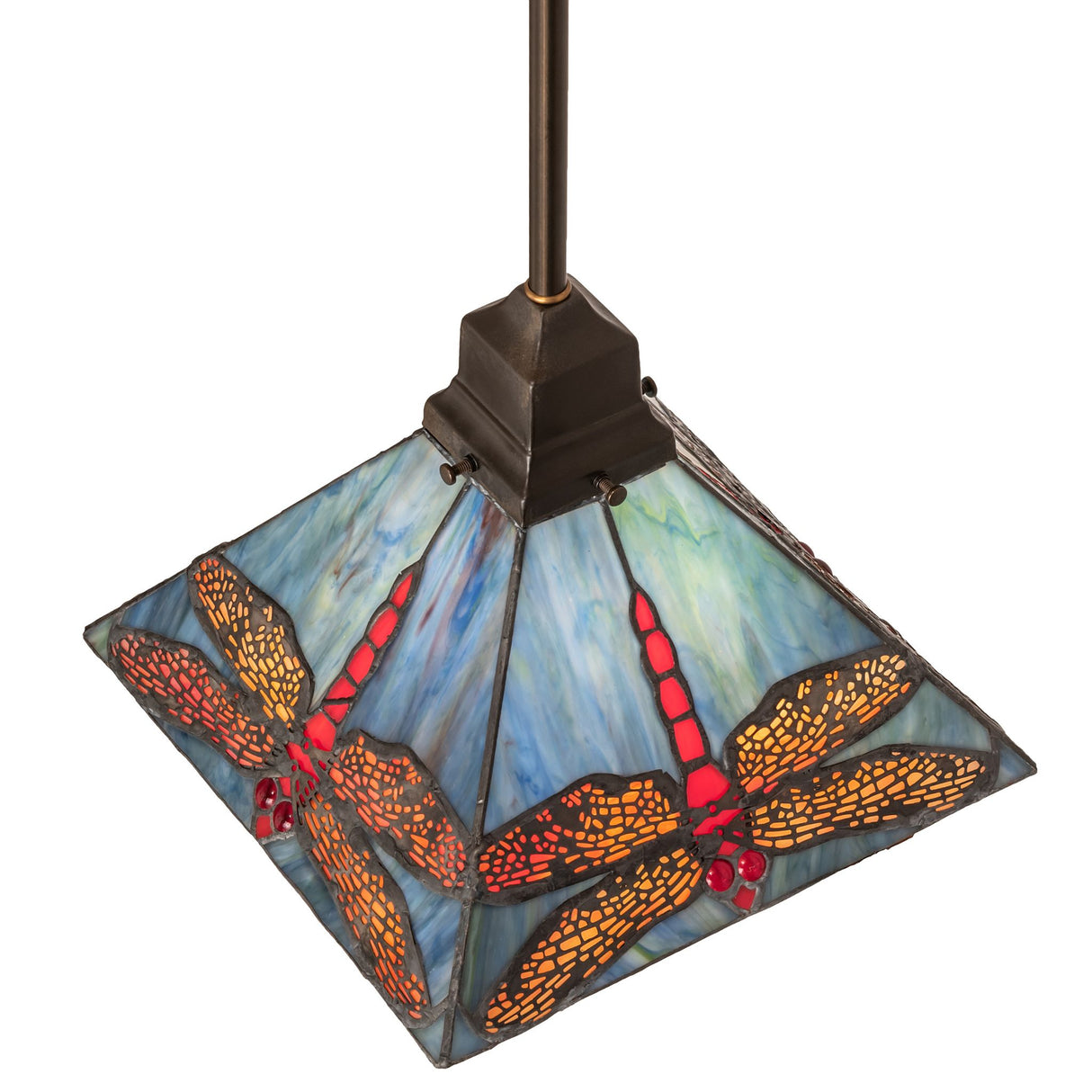 Top-down view of Prairie Dragonfly Mini Pendant with intricate glasswork.